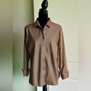Chico’s Chevron stripe button down shirt size 2.5 (14)